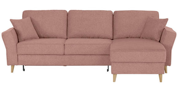 ECKSOFA in Flachgewebe Rosa  - Eichefarben/Rosa, KONVENTIONELL, Holz/Textil (265/159cm) - Carryhome