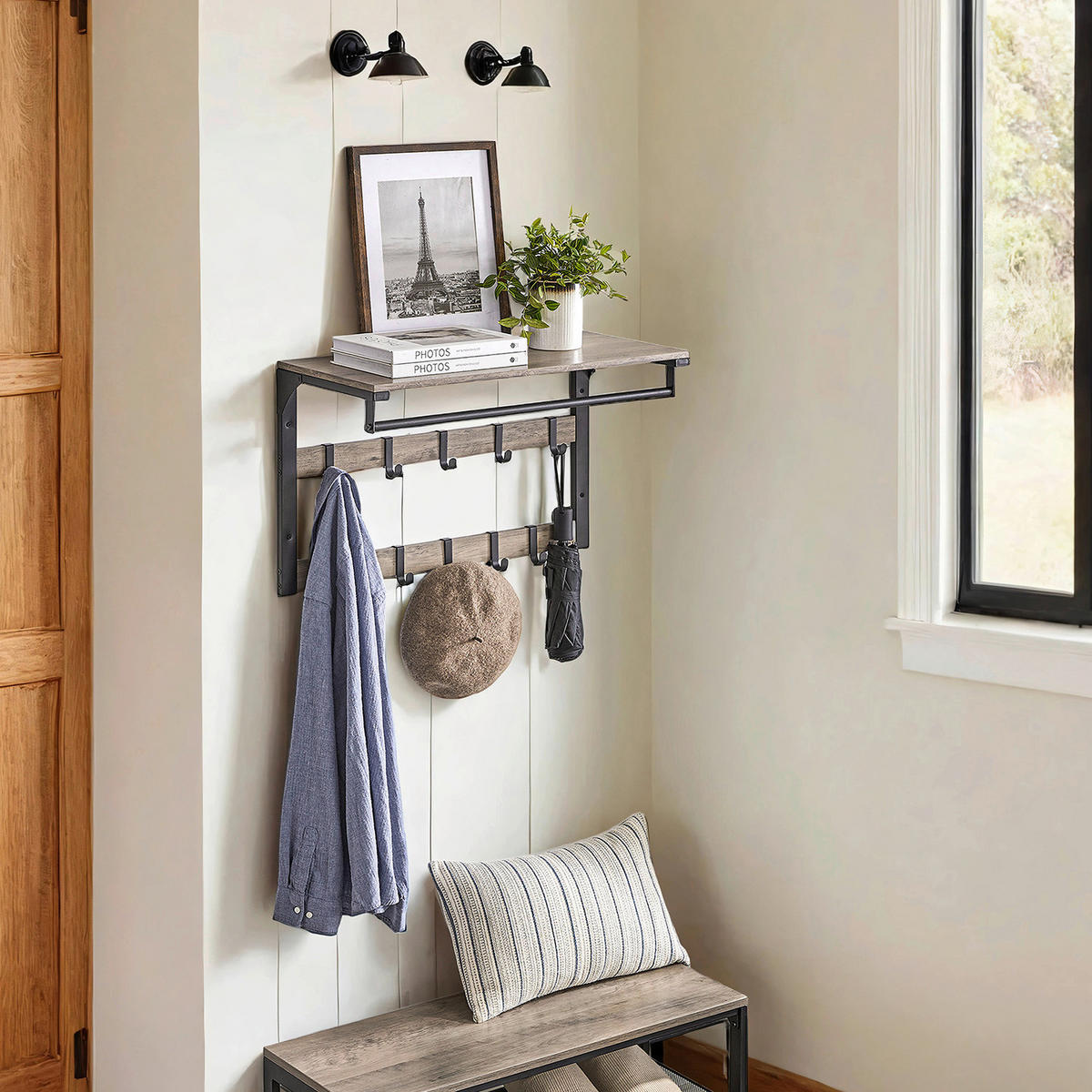 WANDGARDEROBE  in Schwarz, Greige  - Greige/Schwarz, MODERN, Holzwerkstoff/Metall (65/42/30cm) - MID.YOU