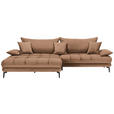 ECKSOFA in Webstoff Rostfarben  - Rostfarben/Schwarz, MODERN, Textil/Metall (173/297cm) - Carryhome