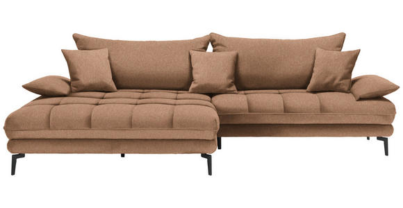 ECKSOFA in Webstoff Rostfarben  - Rostfarben/Schwarz, MODERN, Textil/Metall (173/297cm) - Carryhome