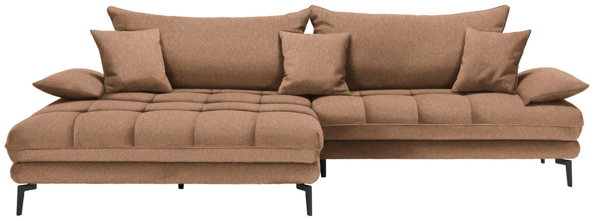 ECKSOFA in Webstoff Rostfarben  176/292 cm  - Rostfarben/Schwarz, MODERN, Textil/Metall (176/292cm) - Carryhome