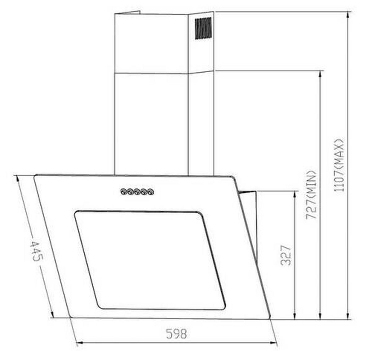 DUNSTABZUGSHAUBE CH21060WBZ  - Weiß, Trend, Glas/Metall (59,8/72,7-110,7/30,5cm) - Respekta