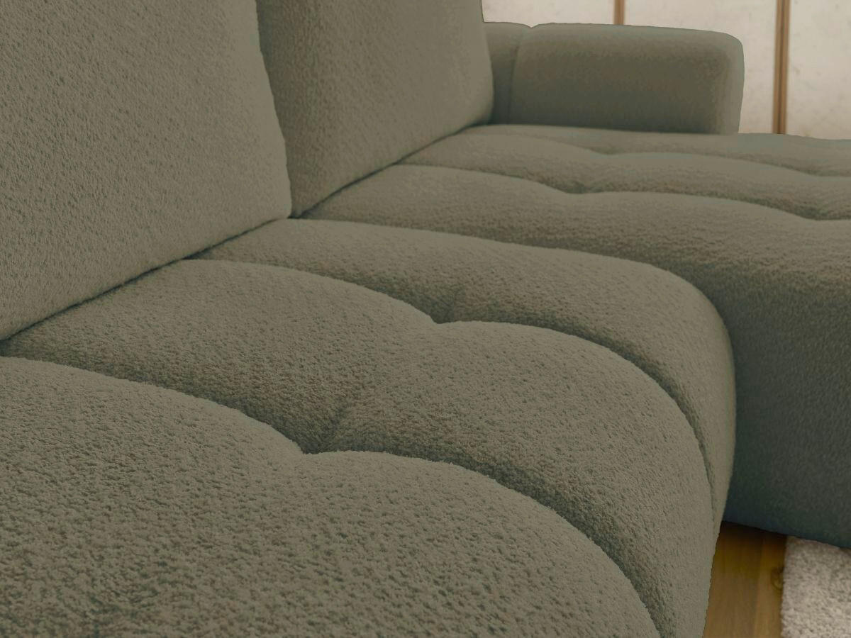 ECKSCHLAFSOFA FUJI Bouclé Grün  inkl.  - Schwarz/Grün, MODERN, Kunststoff/Textil (292/160cm)