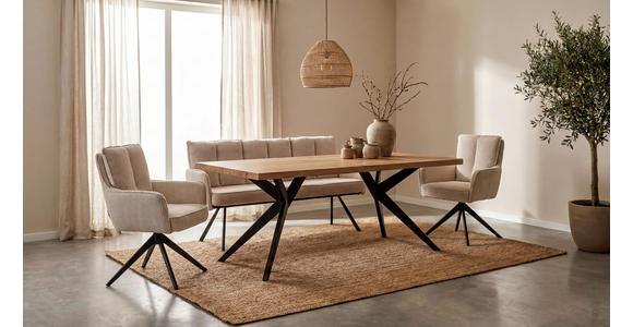 SITZBANK 180/93/67 cm Cord Beige  - Beige/Schwarz, Design, Textil/Metall (180/93/67cm) - Novel