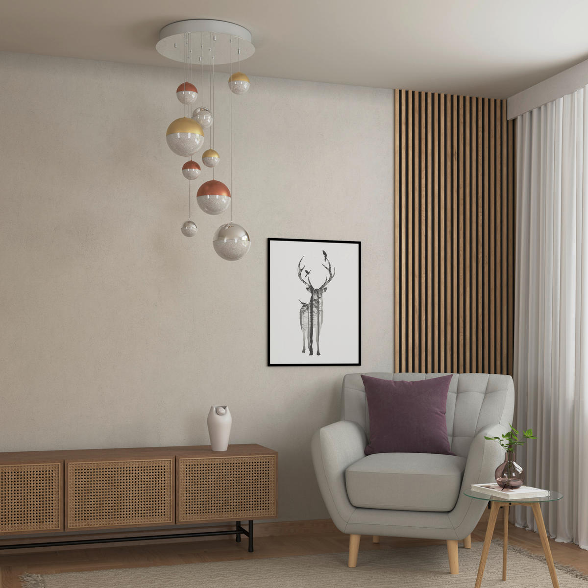 LED-HÄNGELEUCHTE Stafford 50/150 cm   - Chromfarben/Messingfarben, Basics, Metall (50/150cm) - Dieter Knoll