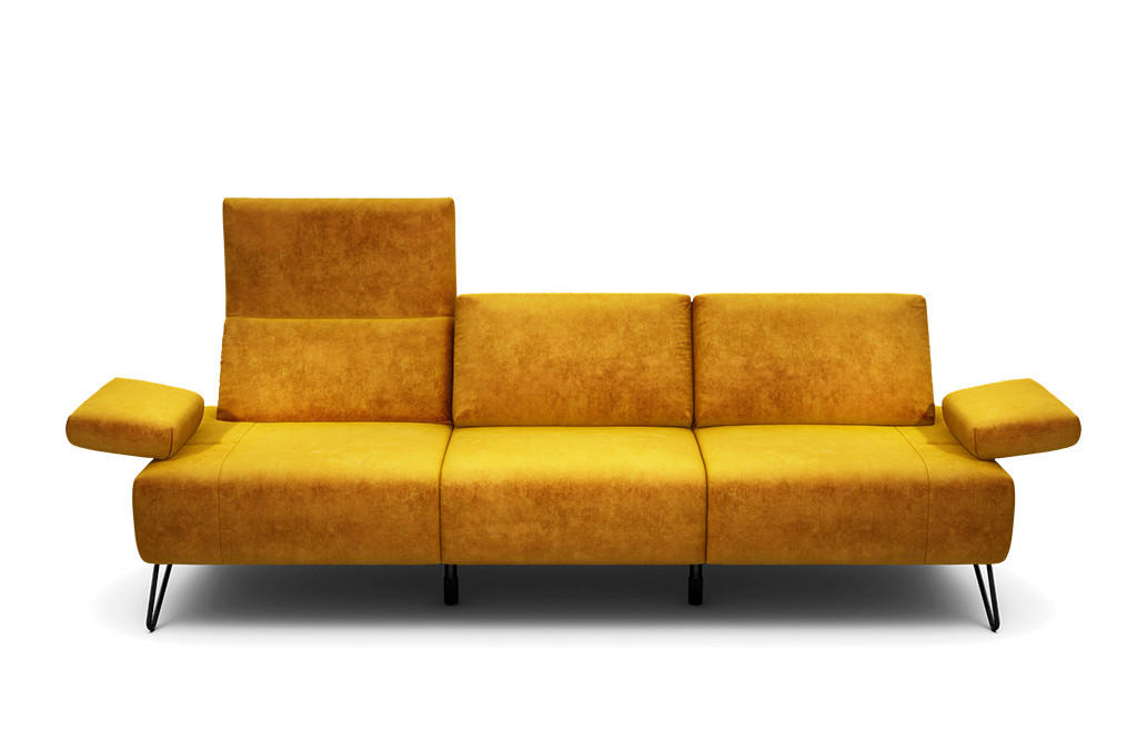 3-SITZER-SOFA Samt Gelb  - Gelb/Schwarz, Design, Textil/Metall (234-264/85/86-94cm) - SENSOO