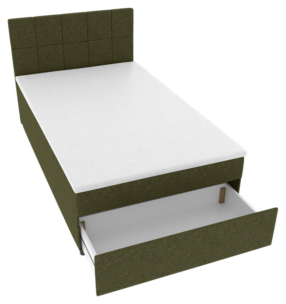 BOXBETT 120/200 cm,  in Grün, Matratze, Topper, Bettschublade, H3 = fest  - Schwarz/Grün, KONVENTIONELL, Kunststoff/Textil (120/200cm) - Boxxx