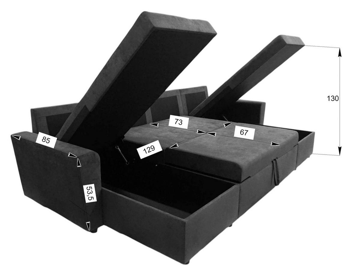 WOHNLANDSCHAFT TERMOLI Anthrazit Cord  - Anthrazit/Schwarz, Design, Kunststoff/Textil (155/296/155cm) - MID.YOU