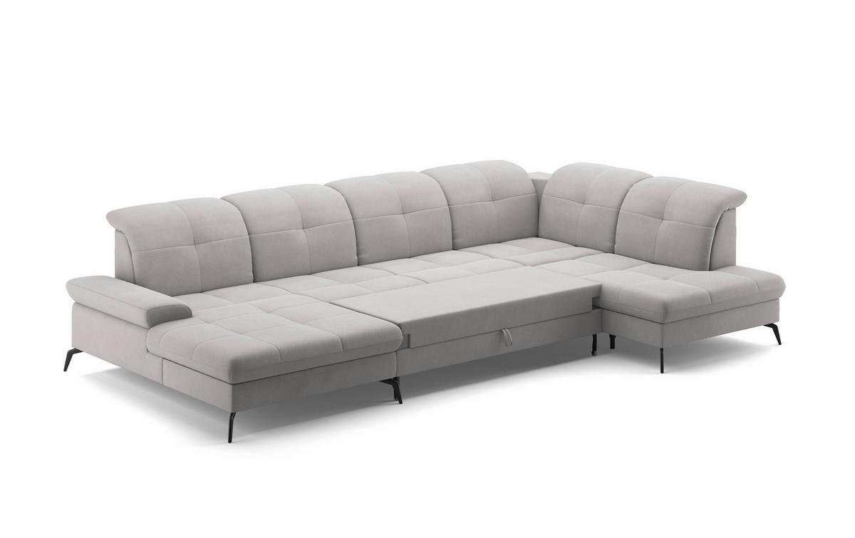 WOHNLANDSCHAFT in Flachgewebe Silberfarben  - Silberfarben/Schwarz, Konventionell, Textil/Metall (185/357/231cm) - Sit & More
