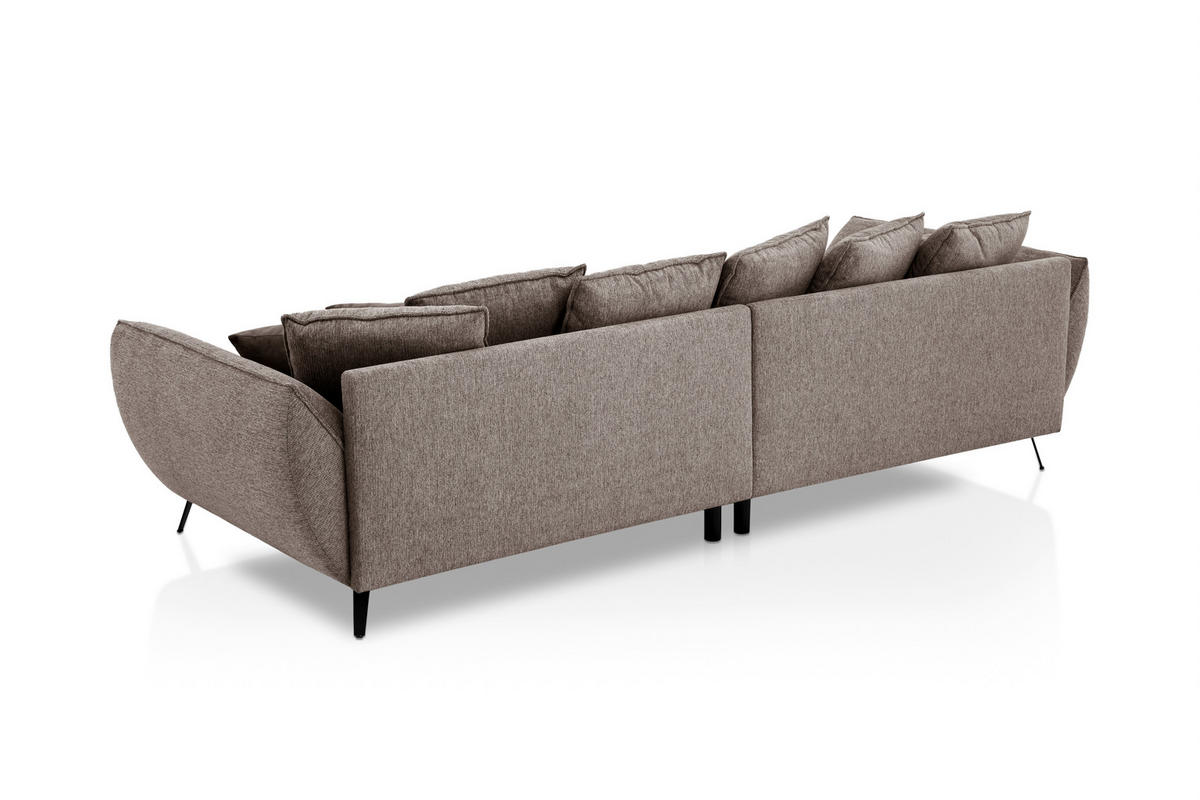 BIGSOFA in Flachgewebe Taupe  - Taupe/Schwarz, Design, Textil/Metall (311/95/130cm) - Livetastic