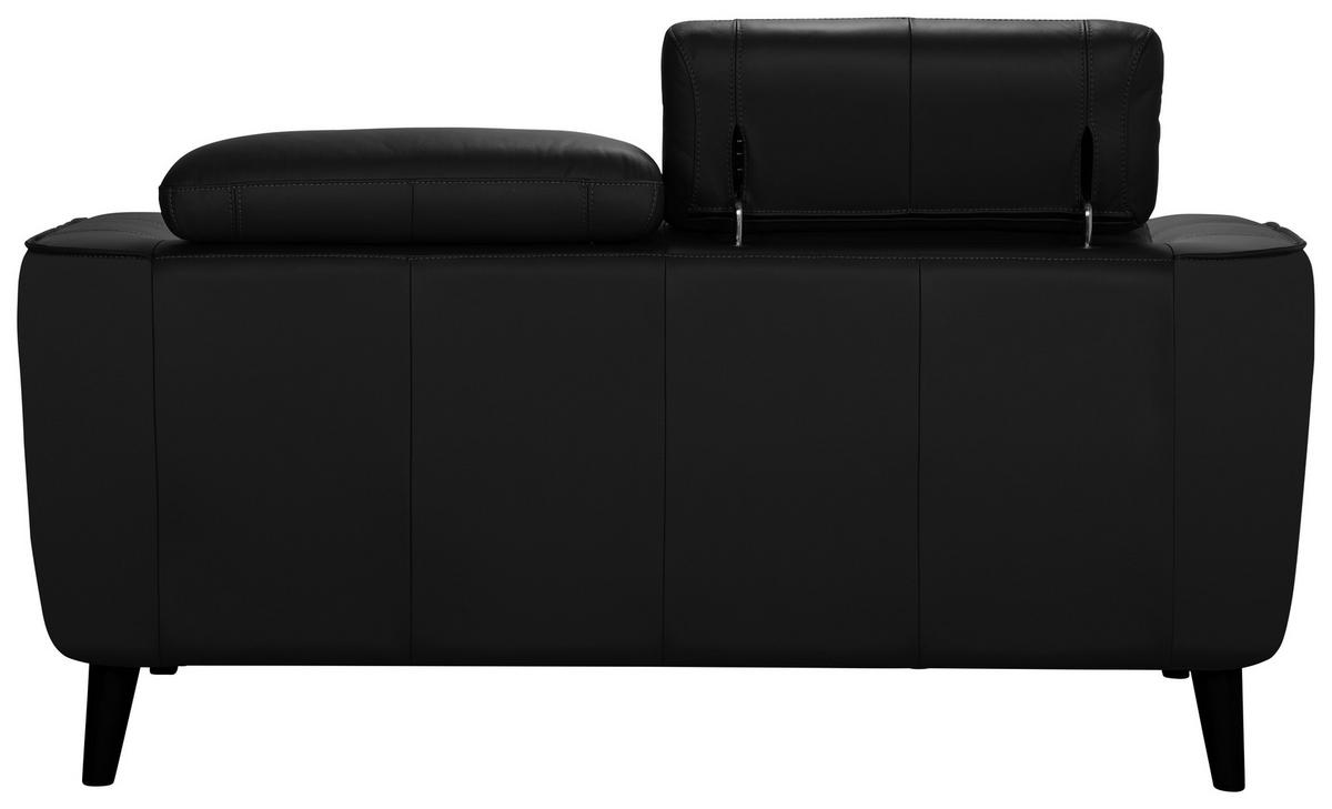 2-SITZER-SOFA Schwarz Echtleder  - Schwarz, KONVENTIONELL, Leder/Holz (164/92,5/96,5cm) - MID.YOU