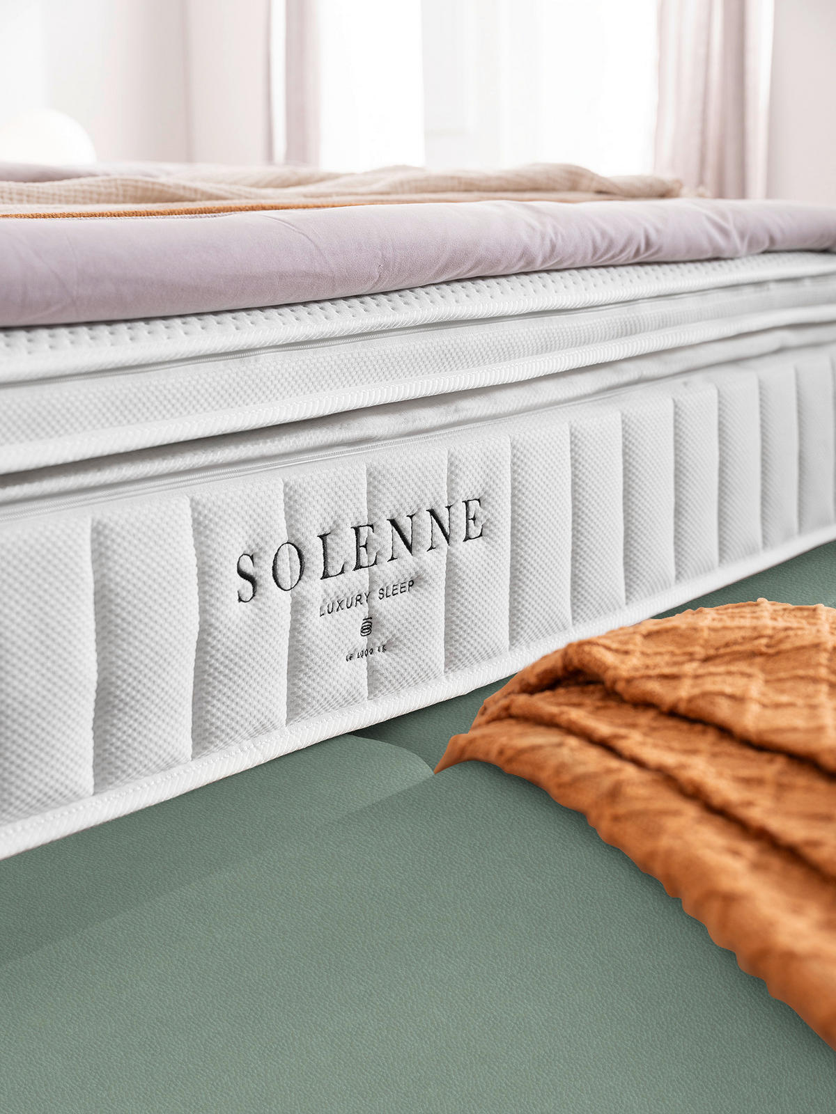 BOXSPRINGBETT 180/200 cm  in Hellgrau, Salbeigrün  - Salbeigrün/Hellgrau, Design, Textil/Metall (180/200cm) - Johann Jakob