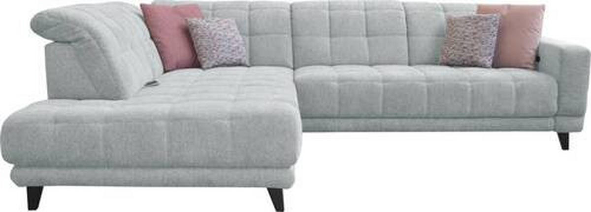 ECKSOFA in Webstoff Hellgrau  216/302 cm  - Hellgrau/Schwarz, Design, Holz/Textil (216/302cm) - Xora