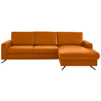 ECKSOFA in Echtleder Orange  267/165 cm  - Schwarz/Orange, Design, Leder/Metall (267/165cm) - Lomoco