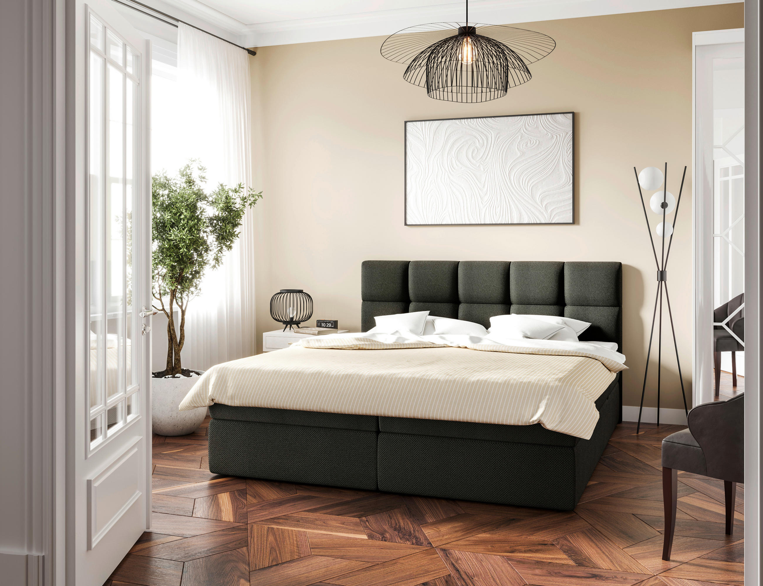 BOXBETT 160/200 cm  Dunkelgrau  - Dunkelgrau/Schwarz, Modern, Holz/Holzwerkstoff (160/200cm) - MID.YOU