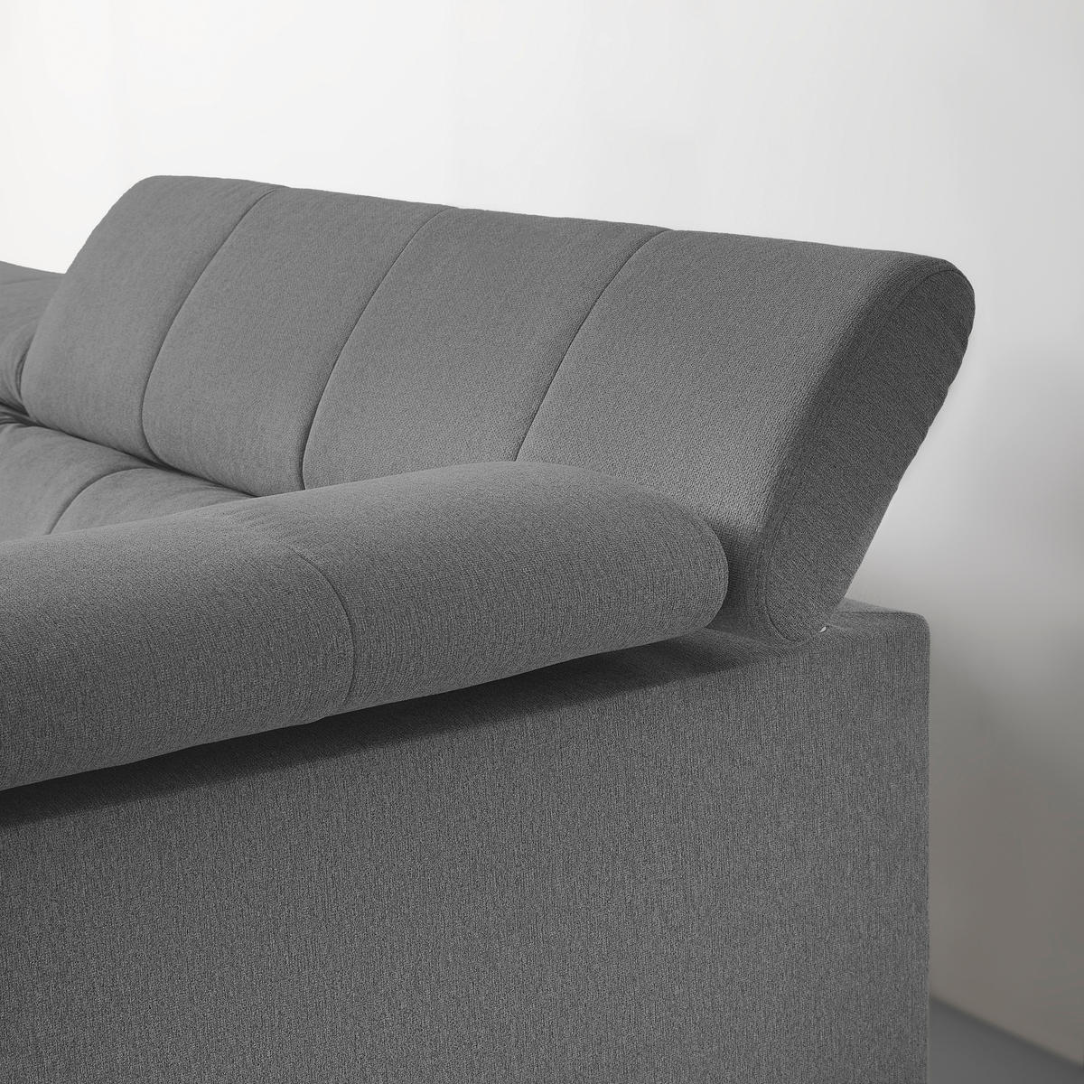 ECKSOFA in Chenille Anthrazit  - Anthrazit/Schwarz, Modern, Textil/Metall (296/201cm) - Livetastic