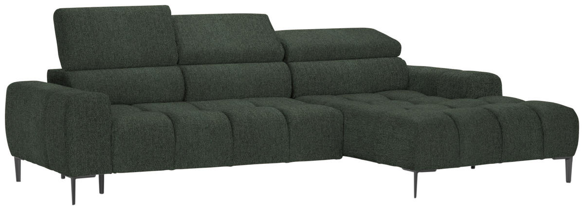 Freisteller von Welnova ECKSOFA Dunkelgrün Webstoff.