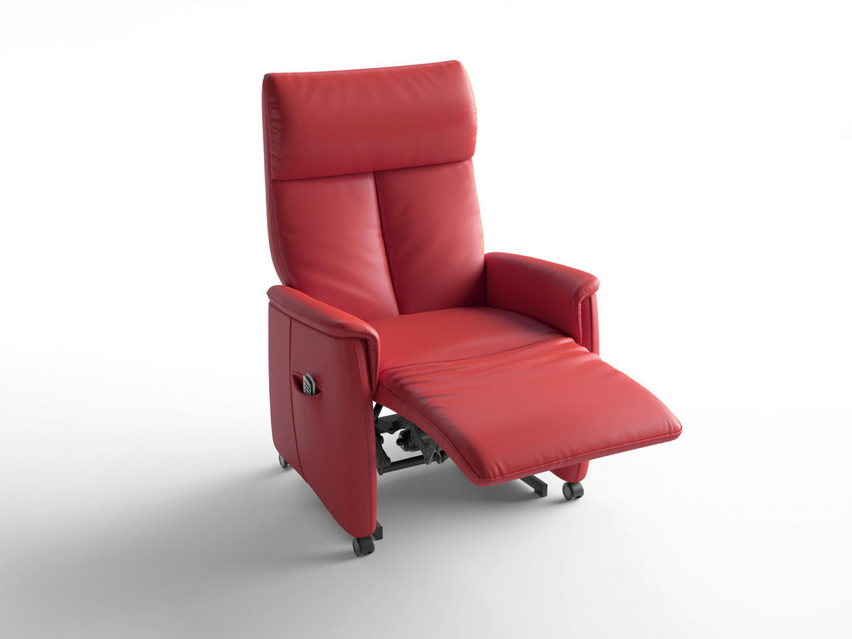 RELAXSESSEL TV CREMONA COMFORT E S1 Echtleder Kopfteilverstellung, Fußteilverstellung, Rücken echt    - Rot/Schwarz, Basics, Leder/Kunststoff (76/110/84cm) - Sit & More