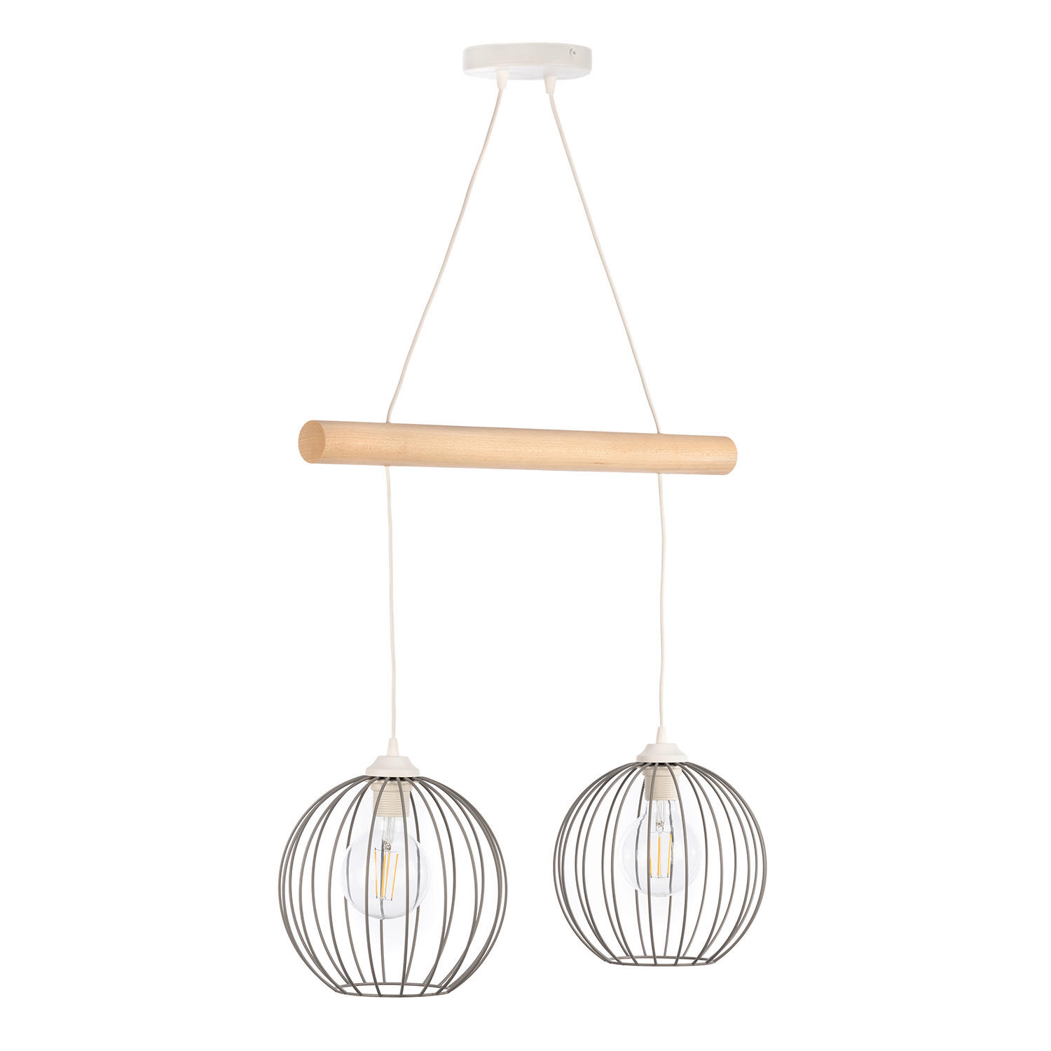 HÄNGELEUCHTE 60/24/90 cm  - Hellbraun/Weiß Hochglanz, Basics, Holz/Metall (60/24/90cm)