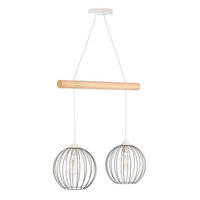 HÄNGELEUCHTE 5101 MERCURE 60/24/90 cm   - Hellbraun/Weiß Hochglanz, Basics, Holz/Metall (60/24/90cm)