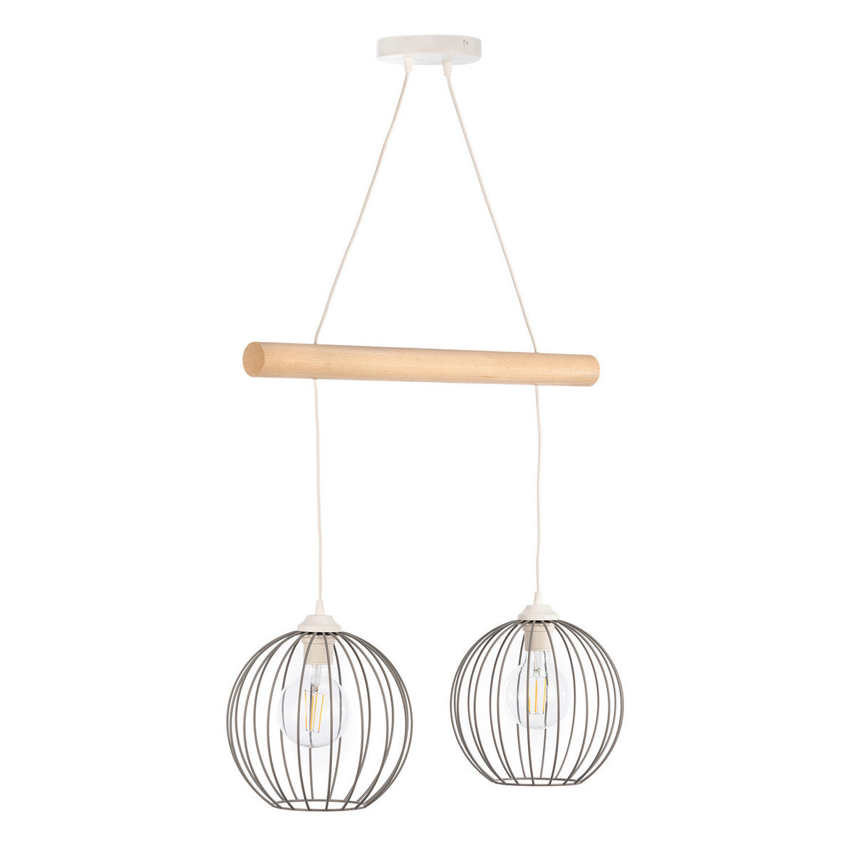 HÄNGELEUCHTE 5101 MERCURE 60/24/90 cm   - Hellbraun/Weiß Hochglanz, Basics, Holz/Metall (60/24/90cm)