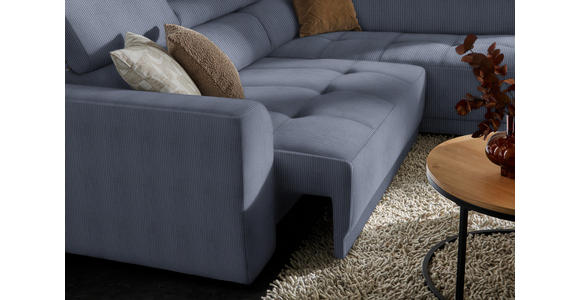 ECKSOFA in Feincord Blaugrau 284/205 cm - Blaugrau/Schwarz, Design, Kunststoff/Textil (284/205cm) - Xora