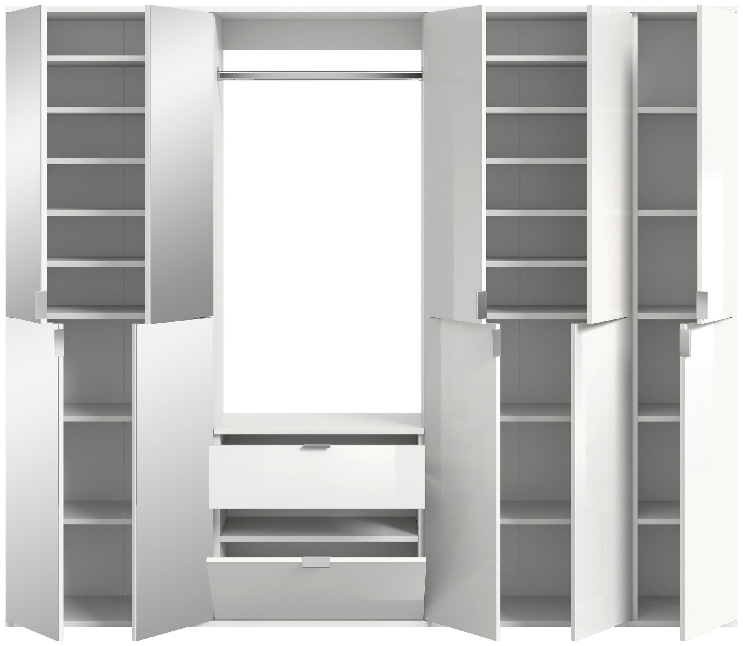 Thumbnail - Mid.you Garderobe, Weiß Hochglanz, Glas, Holzwerkstoff, 3-teilig, 1 Schublade(n) Schubladen, 183x193x34 cm, FSC Mix, Gar...