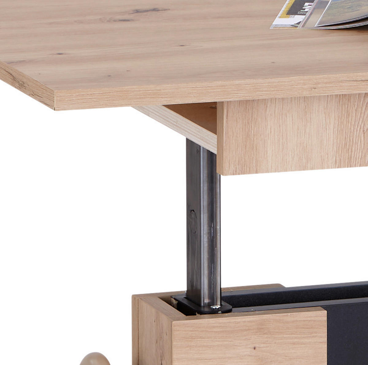 COUCHTISCH 110-150/65/59-75 cm rechteckig Schwarz, Eichefarben  - Eichefarben/Schwarz, Design, Holzwerkstoff (110-150/65/59-75cm) - MID.YOU