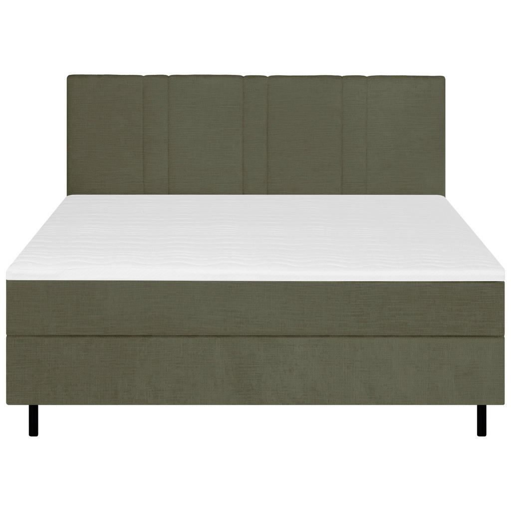 Thumbnail - Welnova Boxspringbett, Dunkelgrün, Textil, H4 + H5, 7-Zonen, Höhe ca. 19 cm, 140x200 cm, Topper durchgehend, Partnermatr...