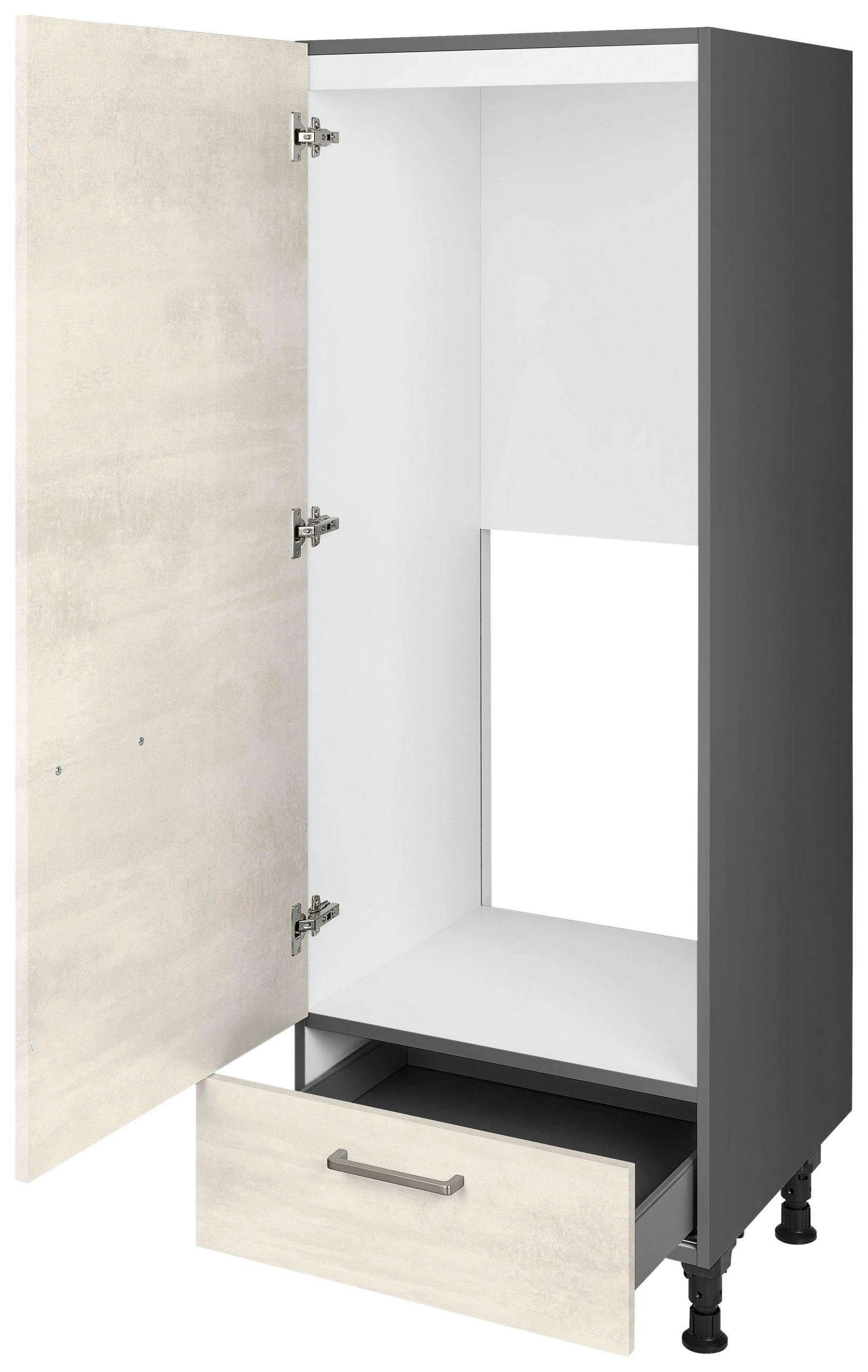 GERÄTEUMBAUSCHRANK 60/168/58 cm  in Weiß  - Schieferfarben/Edelstahlfarben, MODERN, Holzwerkstoff/Metall (60/168/58cm) - Nobilia