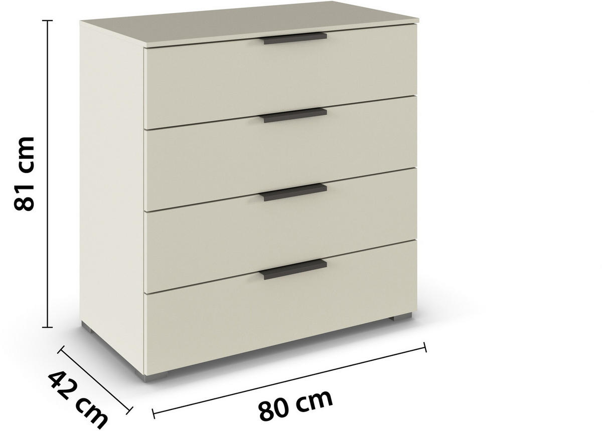 KOMMODE 80/81/42 cm  in Champagner  - Champagner/Graphitfarben, Trend, Holzwerkstoff/Metall (80/81/42cm) - Novel