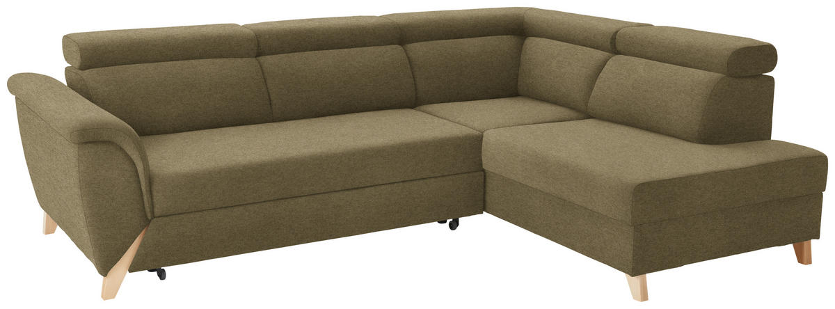 ECKSOFA Chenille Olivgrün  - Naturfarben/Olivgrün, Konventionell, Holz/Textil (265/200cm) - Stylife