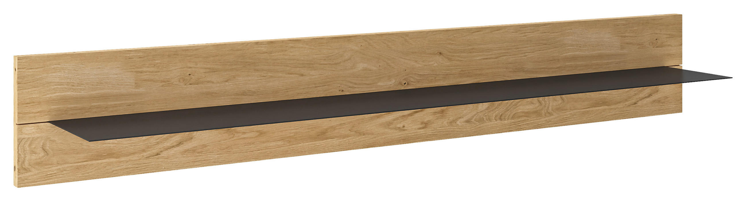 WANDBOARD Wildeiche massiv Anthrazit, Wildeiche  - Wildeiche/Anthrazit, Natur, Holz/Metall (135/20/20cm) - Dieter Knoll