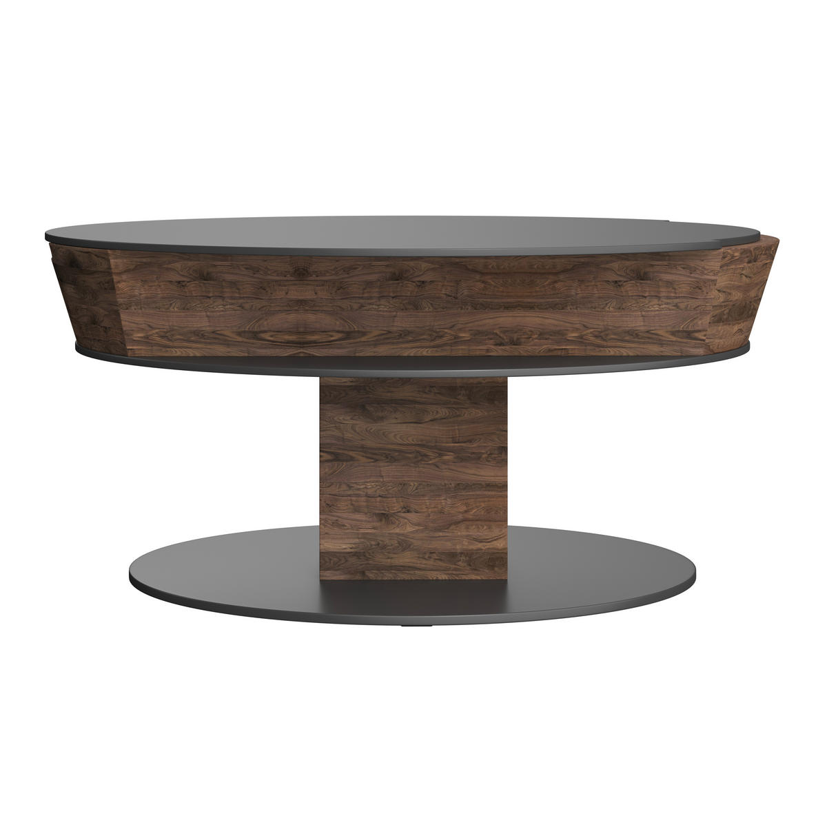 COUCHTISCH Wildwalnuss furniert ESG, Parsolglas 80/80/38-58 cm rund Walnussfarben  - Walnussfarben, Design, Glas/Holz (80/80/38-58cm) - Voglauer