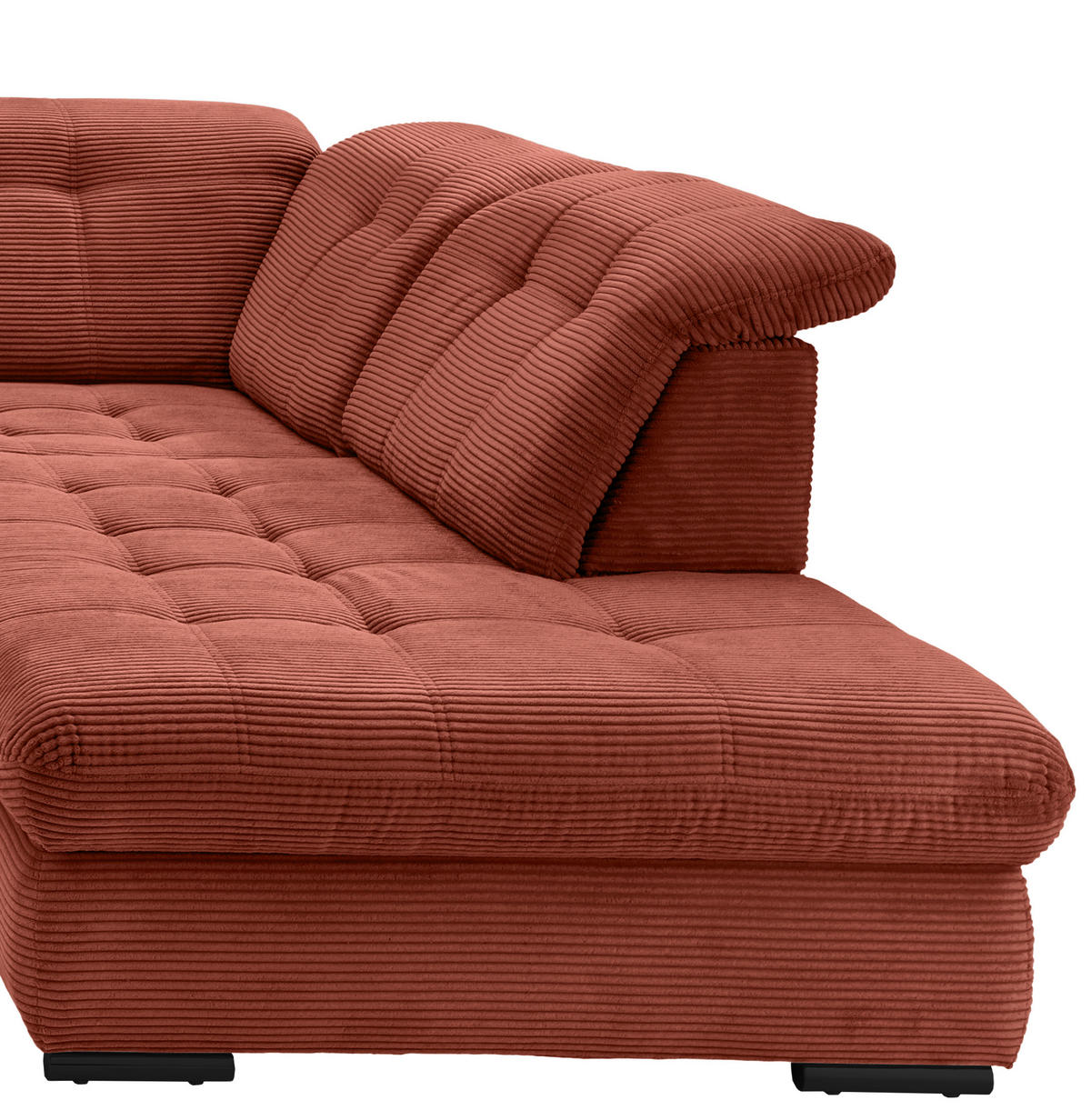 WOHNLANDSCHAFT in Cord Koralle  - Koralle/Schwarz, Modern, Textil/Metall (184/387/252cm) - Livetastic