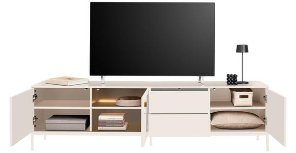 LOWBOARD  in 205,8/56/38 cm  - Kaschmir, KONVENTIONELL, Glas/Holzwerkstoff (205,8/56/38cm) - Voleo