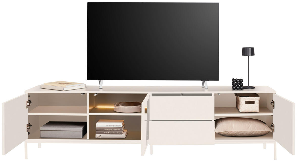 LOWBOARD  in 205,8/56/38 cm  - Kaschmir, KONVENTIONELL, Glas/Holzwerkstoff (205,8/56/38cm) - Voleo