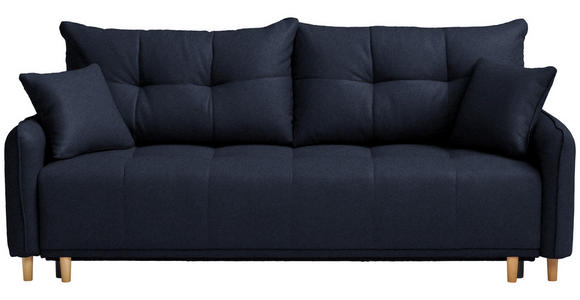 SCHLAFSOFA  in Struktur Dunkelblau  - Buchefarben/Dunkelblau, Design, Holz/Textil (217/97/101cm) - Carryhome