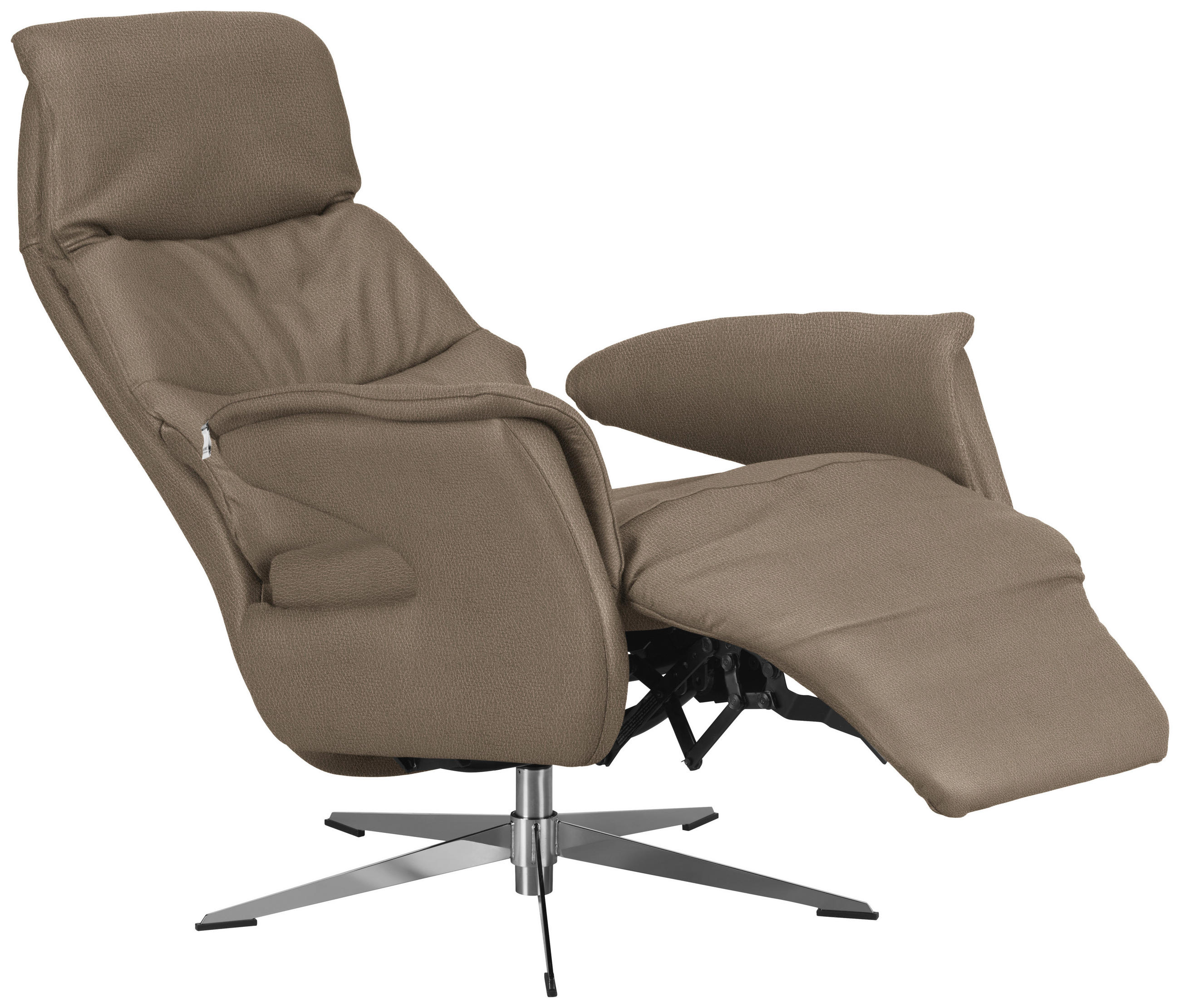 RELAXSESSEL in Leder Beige  - Chromfarben/Beige, Design, Leder/Metall (74/108/86cm) - Welnova