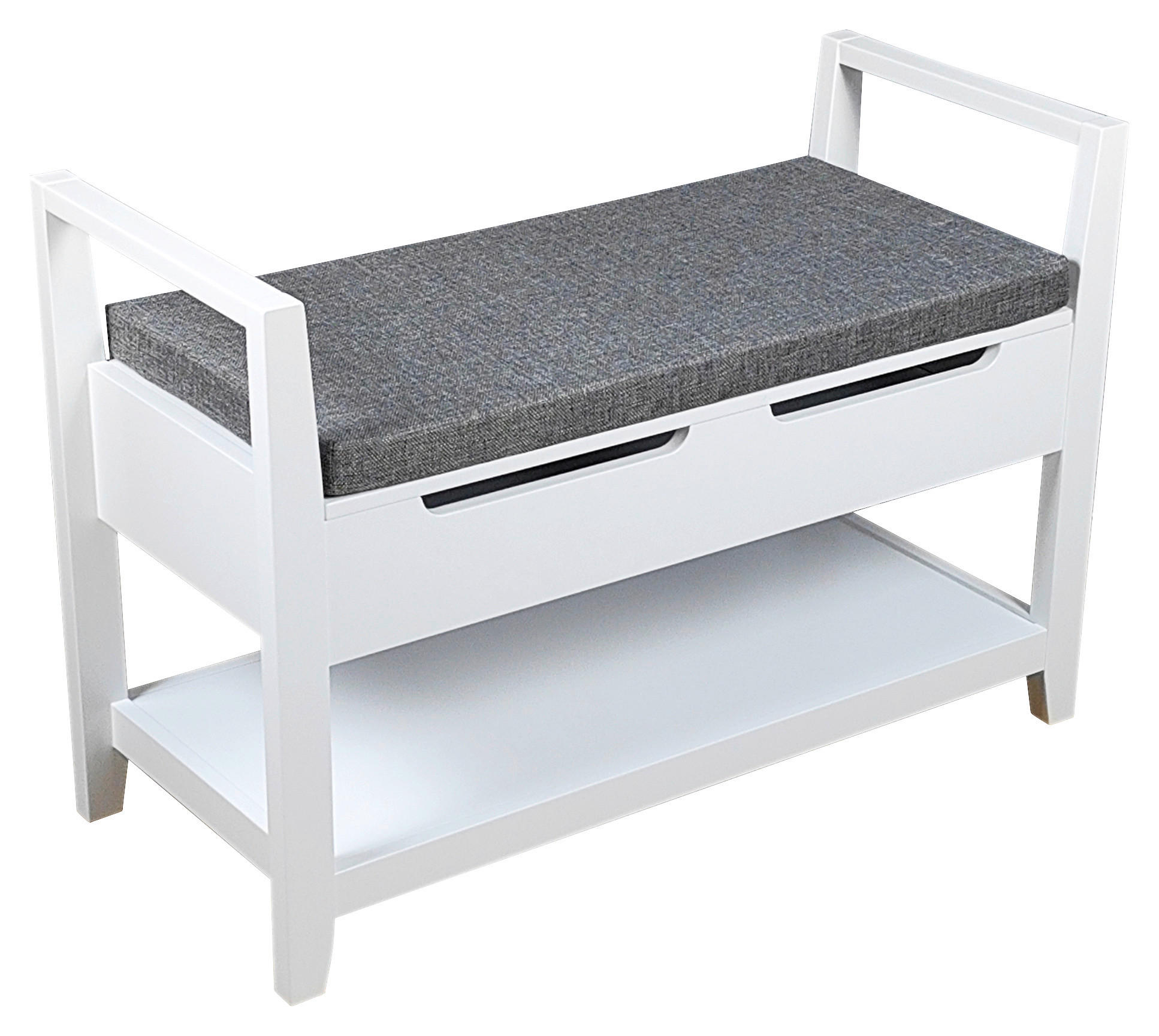 KLOP S PROSTOROM ZA ČEVLJE siva, bela - siva/bela, Basics, leseni material/tekstil (80/55/35,5cm) - Xora