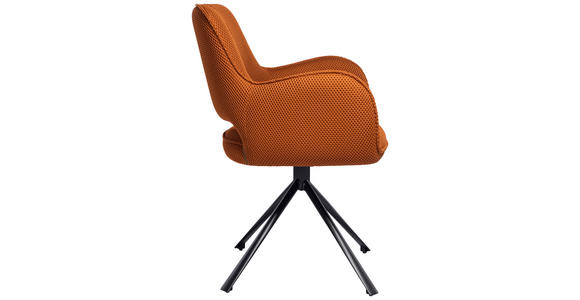 ARMLEHNSTUHL  , Sitzfläche 180° drehbar  , Netz  ,  - Rostfarben/Schwarz, Design, Textil/Metall (61/85/61cm) - Novel