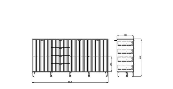 SIDEBOARD in 182,5/90,5/40 cm - Schwarz/Weiß, Basics, Holzwerkstoff/Metall (182,5/90,5/40cm) - Carryhome