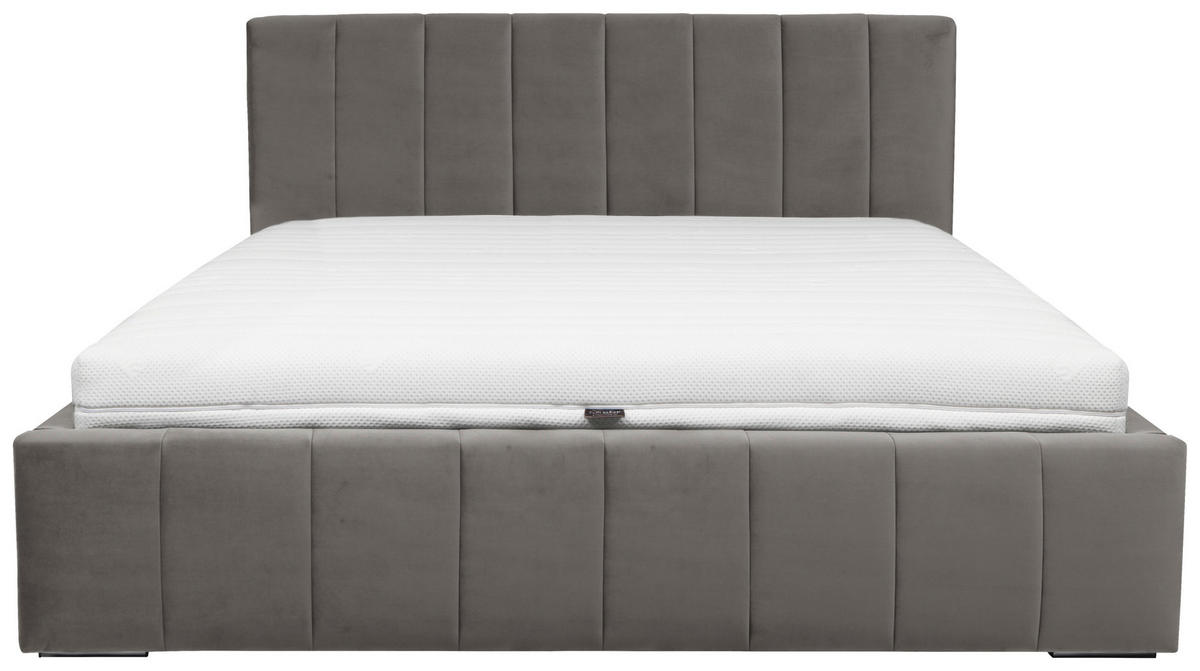 POLSTERBETT 180/200 cm  in Grau  - Chromfarben/Kernbuche, Modern, Holz/Textil (180/200cm) - MID.YOU