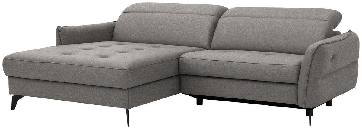 ECKSOFA Flachgewebe Greige  - Greige/Schwarz, Design, Textil/Metall (175/246cm) - Celina