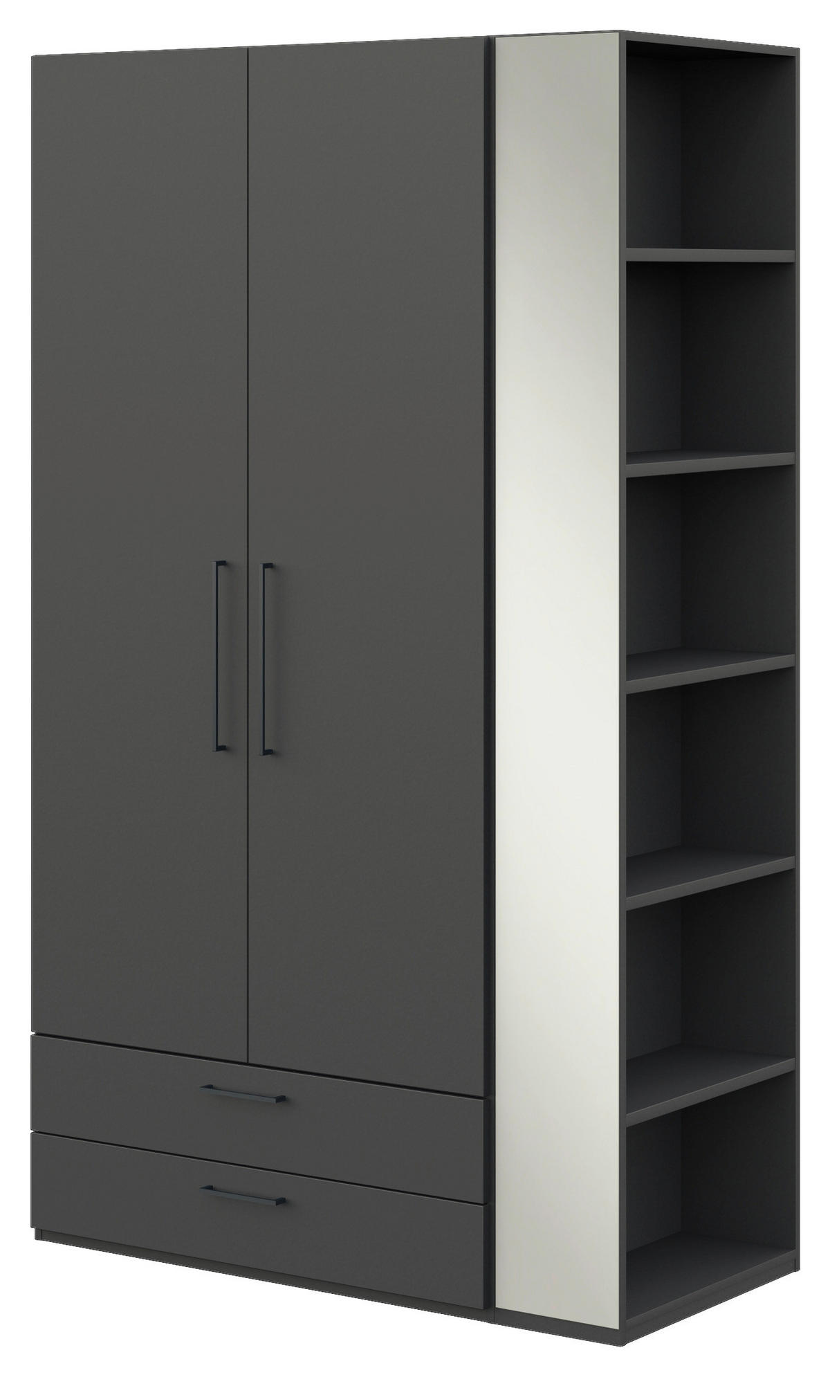 KLEIDERSCHRANK 2-türig Graphitfarben, Anthrazit  - Anthrazit/Graphitfarben, Design, Holzwerkstoff/Metall (126,3/213,6/59,3cm) - Cantus