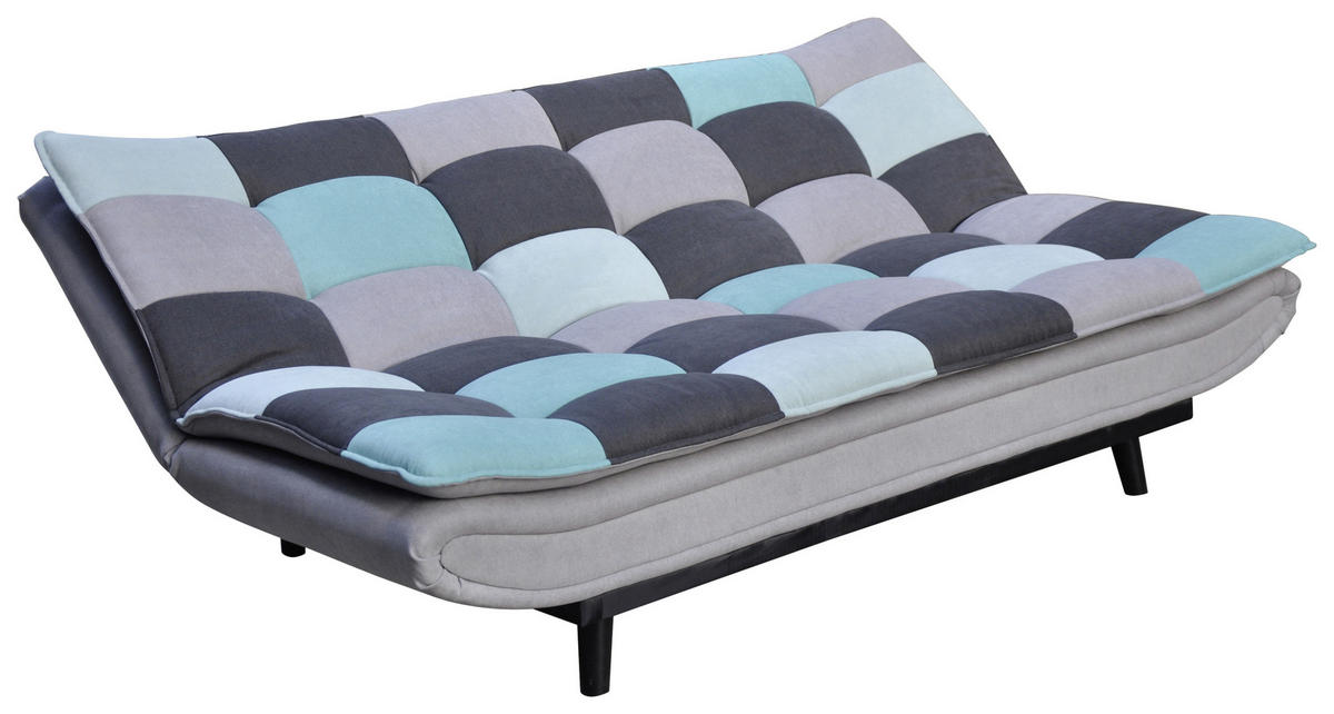 ZOFA S POSTELJNO FUNKCIJO,  svetlo siva, svetlo modra, temno siva kovina, tekstil  - svetlo modra/temno siva, Design, kovina/tekstil (194/90/100cm) - Ti'me