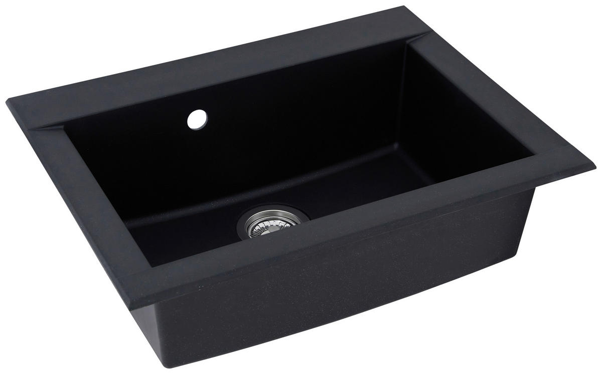 SPÜLE 1712OHIO66X50S  - Schwarz, Trend, Glas/Kunststoff (66/21/50cm) - Respekta