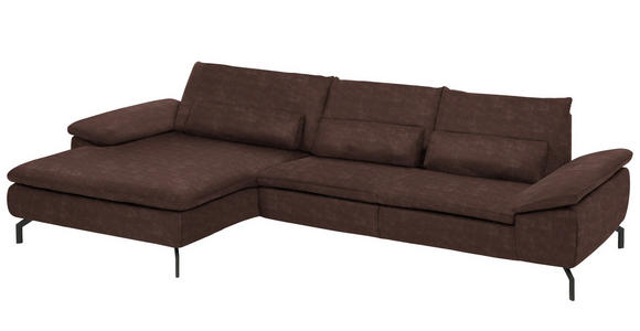 ECKSOFA Braun, Kastanienfarben Mikrofaser  - Kastanienfarben/Schwarz, Design, Textil/Metall (181/341cm) - Dieter Knoll