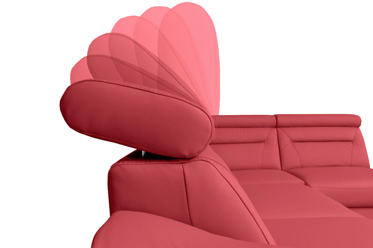 ECKSOFA  in Lederlook Echtleder Rot  - Wengefarben/Rot, Design, Leder/Holz (212/260cm) - Celina Home