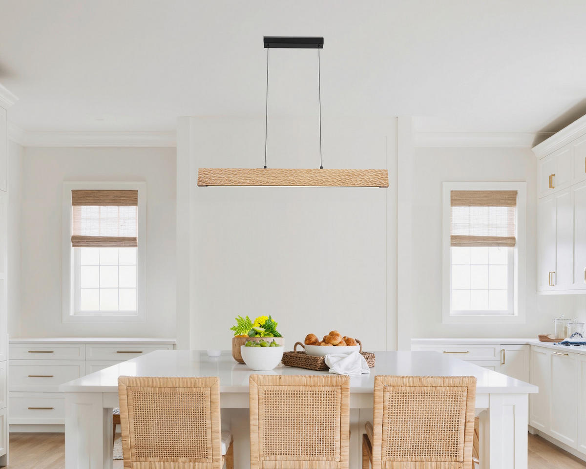 HÄNGELEUCHTE 100/6/120 cm  - Schwarz/Naturfarben, Trend, Holz/Kunststoff (100/6/120cm) - Collett's Monde